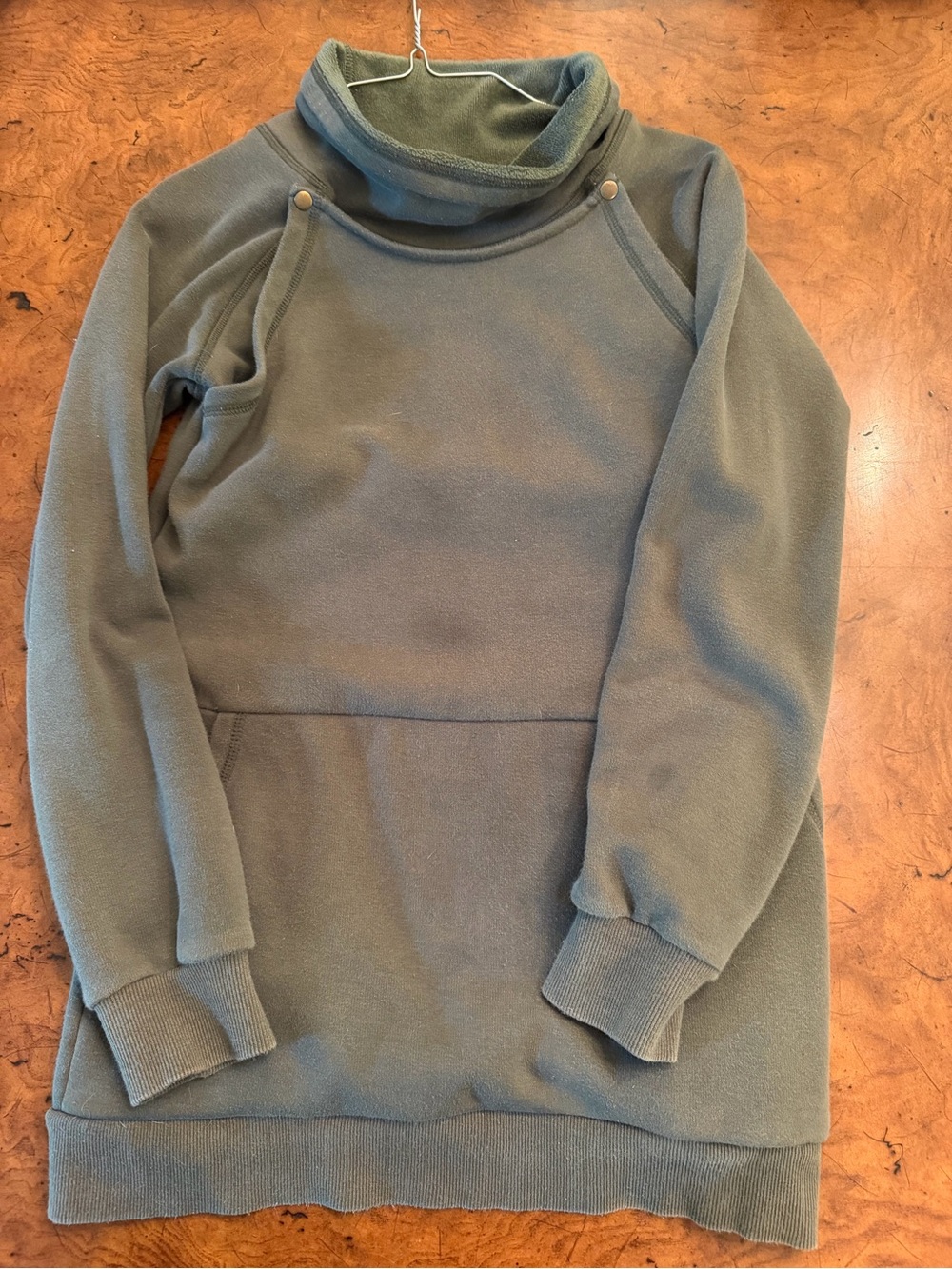 Latched mama Cozy Olive Green Funnel Neck Fleece Pullover nursing top